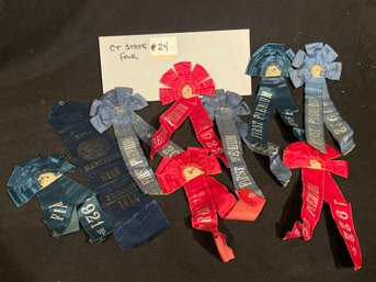 Large Lot Of Antique 1920s Connecticut State Fair Award Ribbons