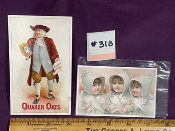 (2) QUAKER OATS Victorian Trade Cards - Antique Advertising Ephemera