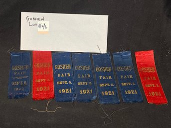 Lot Of Antique Goshen, Connecticut Agriculture Fair Ribbons - 1920s