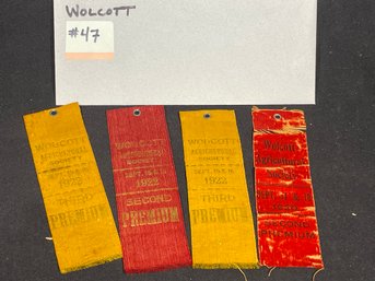Lot Of 1920s Antique Wolcott Agricultural Society Award Ribbons (Connecticut)