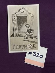 'If It Hasn't A HOLE It Isn't A Lifesaver' Antique Candy Trade Card OUTHOUSE