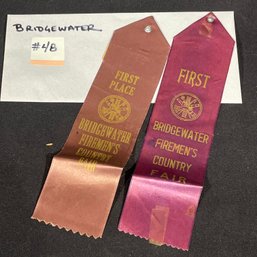(2) Vintage Bridgewater, Connecticut Firemen's Country Fair Award Ribbons