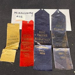 Lot Of 1920s Middlebury, Connecticut Agricultural Fair Antique Award Ribbons