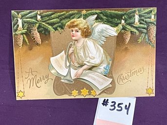1908 Merry Christmas Embossed Antique Postcard