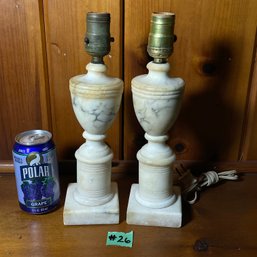 Pair Of White Alabaster Table Lamps