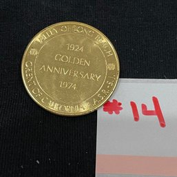 1974 Long Beach, California 'Scottish Rite Of Freemasonry' Golden Anniversary Token Coin