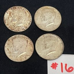 (Lot Of 4) Kennedy Half Dollars - 1965, 1966, 1967, 1968 - American Silver Coins
