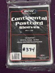 (New Pack Of 100) Continental Postcard Sleeves 4 3/8' X  6'