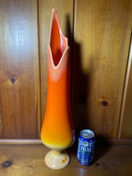 Mid-Century Bittersweet Orange Swung Footed Vase - Awesome Vintage