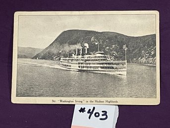 Steamer 'Washington Irving' In The Hudson Highlands Antique Postcard