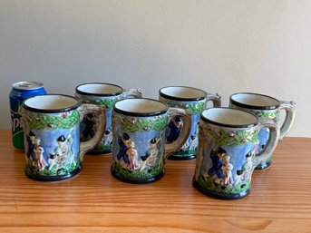 Set Of 6 German Stein Style Mugs - Vintage Japan