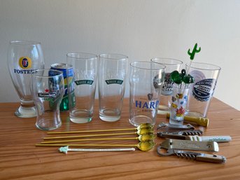 Lot Of Beer Glasses & Barware