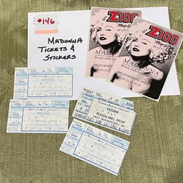 1990 Madonna Concert Tickets & Stickers - Vintage