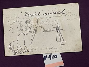 'Have Missed' Archery Woman 1907 Antique Postcard