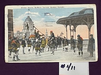 Winter Sports, Dufferin Terrace, Quebec, Canada 1924 Antique Postcard