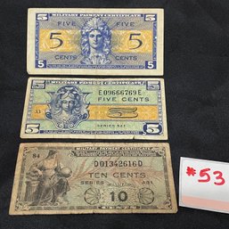 (Lot Of 3) Military Payment Certificates - Vintage American Currency