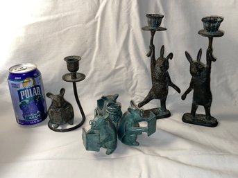 Lot Of Figural Animal Candle Holders