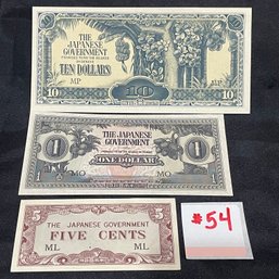 WWII Japanese Government Malaysian Occupation Currency Lot 'Banana Money'