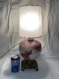 Painted Flowers Glass Lamp - Vintage