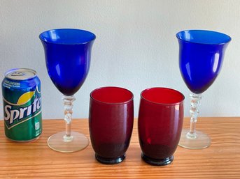 Red & Blue Glass Lot