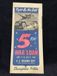 5th War Loan 1944 U.S. Treasury WWII Brochure, Pamphlet