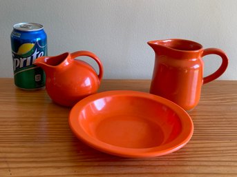 Orange Lot - Ceramic Creamers & Dallas Ware Plate