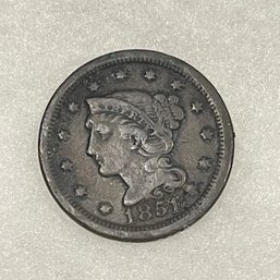 1851 Braided Hair Large Cent - Antique American Coin