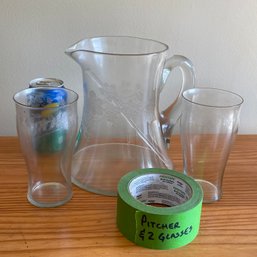 Vintage Pitcher & Glasses Set - Grapes Design