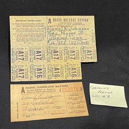 WWII Gasoline Ration Card & Mileage Stamps Lot #7