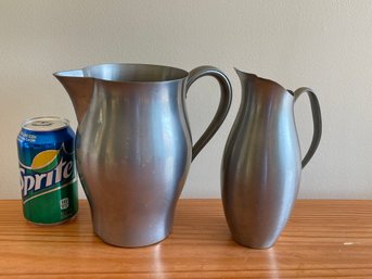 2 Vintage Pewter Pitchers