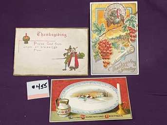 Set Of 3 Antique Thanksgiving Postcards