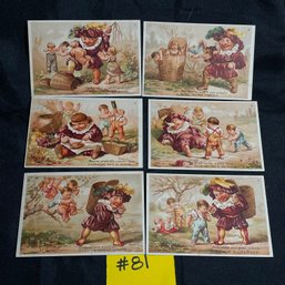 Set Of 6 French Naughty Children Playing Pranks (And Getting Beaten) Trade Cards