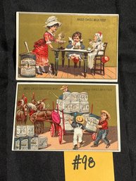 Anglo-Swiss Milk Food Antique Victorian Advertising Trade Cards (Set Of 2)