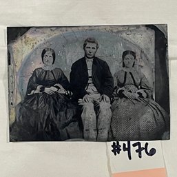 'Family Of Three' Antique Tintype Photo
