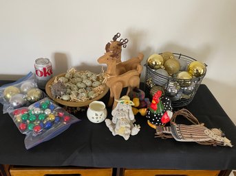 Wood Deer, Christmas Ornaments & Other Cute Decor Lot