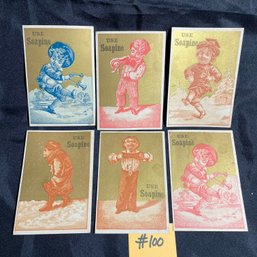 SOAPINE (Set Of 6) Antique Victorian Trade Cards - Advertising Ephemera