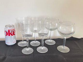 6 Vintage Wine Glasses (2 Styles)