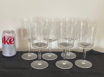 Set Of 6 Vintage Stemmed Water Glasses