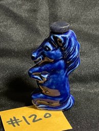 Cobalt Blue Ceramic Horse Snuff Bottle