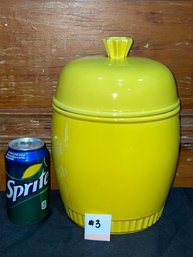 Bright Yellow Large Ceramic Kitchen Canister - Vintage