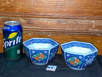 Pair Of Small Hexagonal Japanese Porcelain Bowls