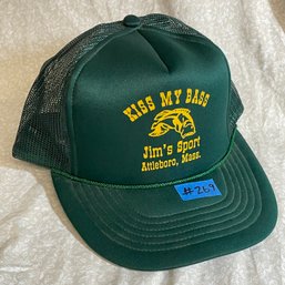 KISS MY BASS Jim's Sport Shop Vintage Trucker Hat - Attleboro, MA