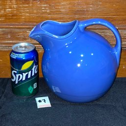 Vintage Blue Ball Pitcher With Ice Lip