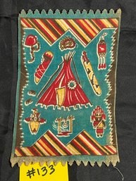 Antique Navajo Native American, Indian Design Tobacco Felt/Silk