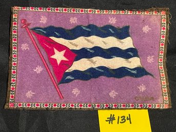 Antique CUBA Flag Tobacco Felt/Silk