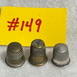 Lot Of 3 Antique Thimbles - Sterling Silver & Brass