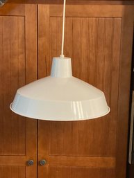 Vintage Hanging Pendant Lamp/Light Fixture - Painted White Aluminum Shade