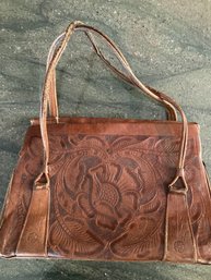 Vintage Leather Handbag, Purse - Acevedo - Made In Mexico