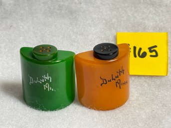 Bakelite Salt & Pepper Shakers - Souvenir Of Duluth, Minnesota VINTAGE