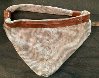 Vintage Knit Purse With Leather Accents - Made In Italy